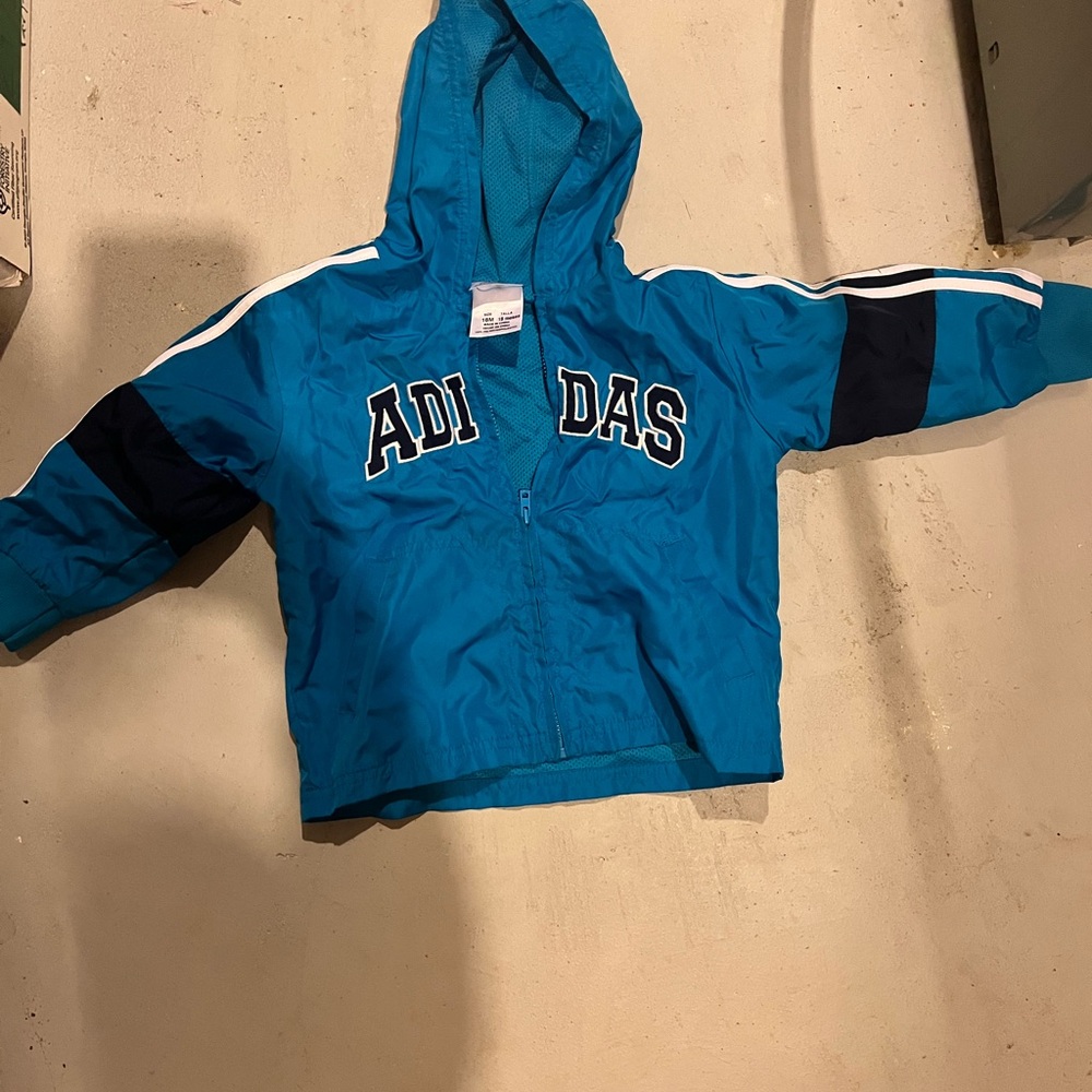 adidas Kids Blue Jacket with White and Black Accents
